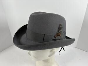 Epoch Gray Wool Felt Fedora Hat Feather Band Satin Lined Size S Style HE31